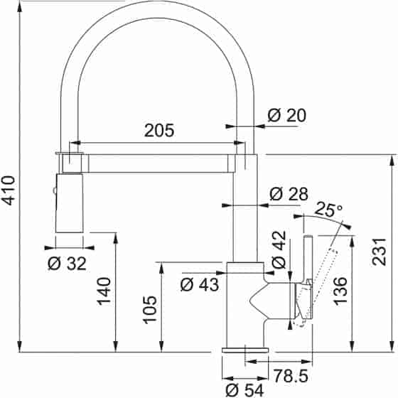 Franke Lina Semi Pro double jets Chrome / Noir