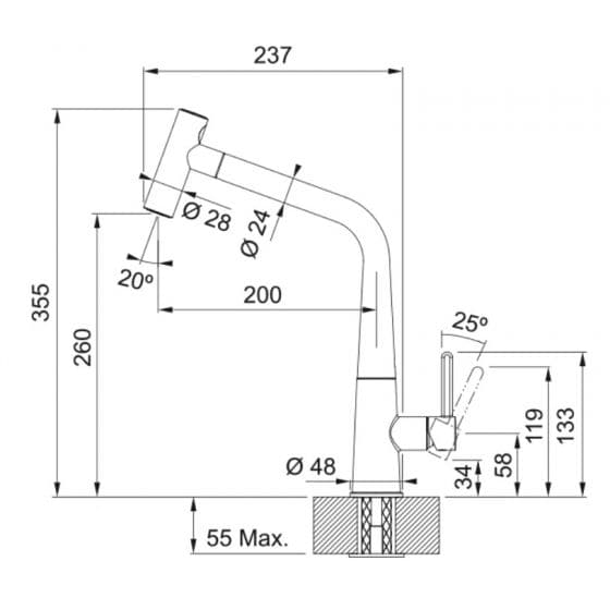 Franke Icon Douchette Noir Mat