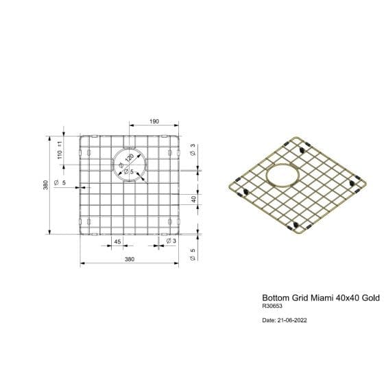 Reginox Grille Egouttoir 40X40 Miami Gold R30653