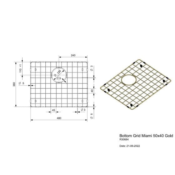 Reginox Grille Egouttoir 50X40 Miami Gold R30684 Reginox Grille Egouttoir 50X40 Miami Gold R30684