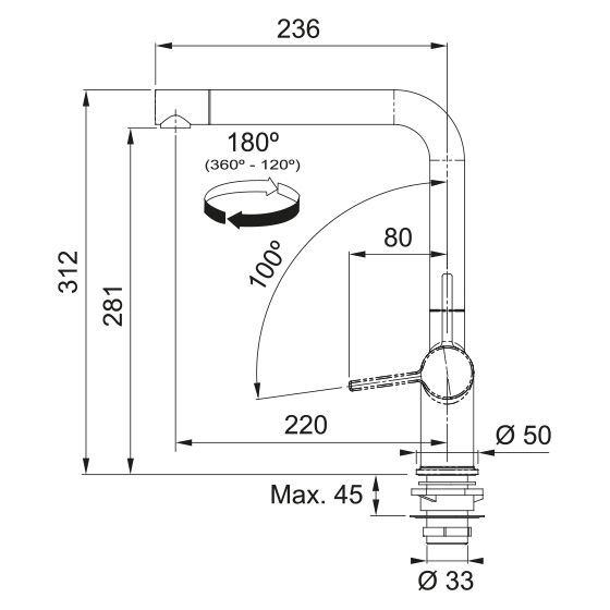 Franke Active Twist à bec Noir Mat