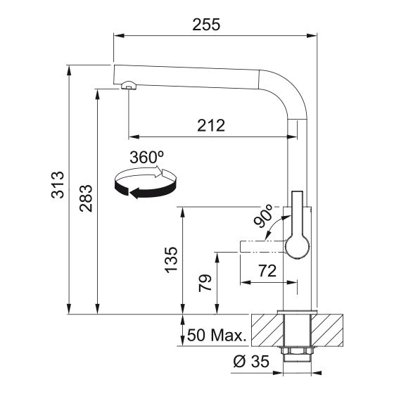 Franke Maris Slim L Chrome à bec